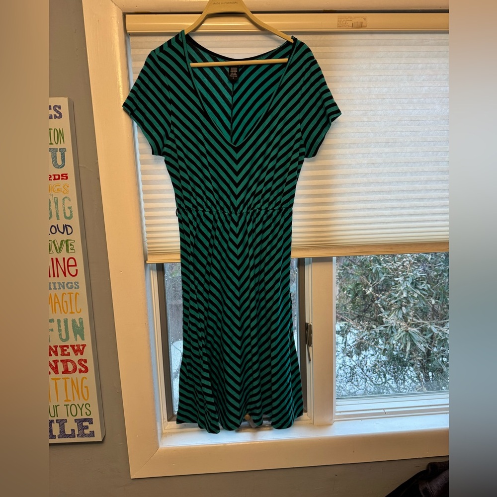 Torrid Blue and Black V-Neck Midi Dress